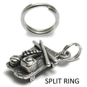 STERLING SILVER SPLIT RINGS (KEYCHAIN). 7MM. PACKET OF 10.